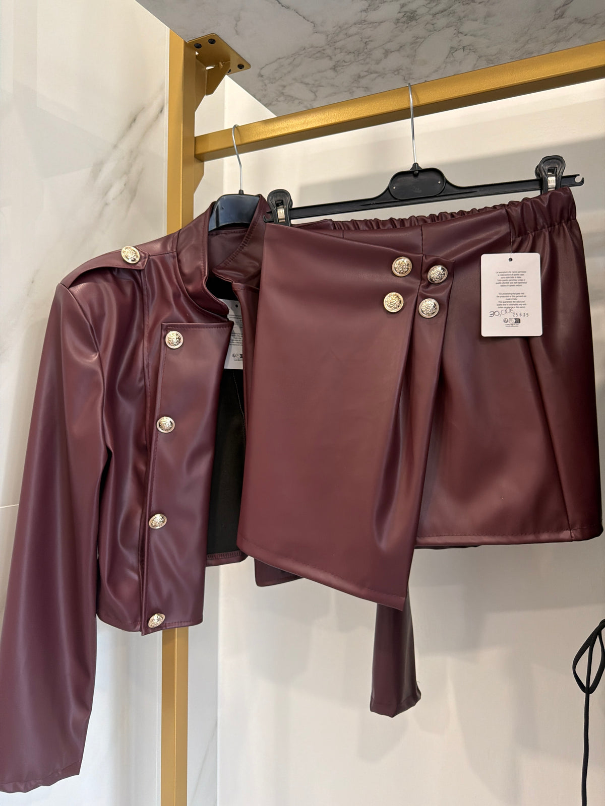 Coordinato in eco pelle bordeaux