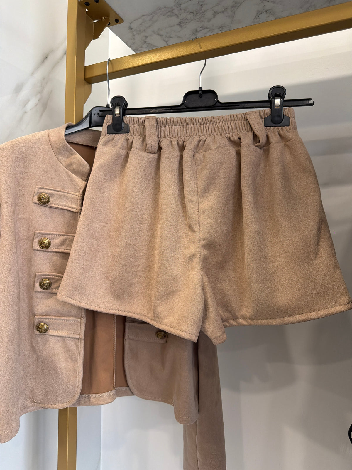 Coordinato scamosciato beige