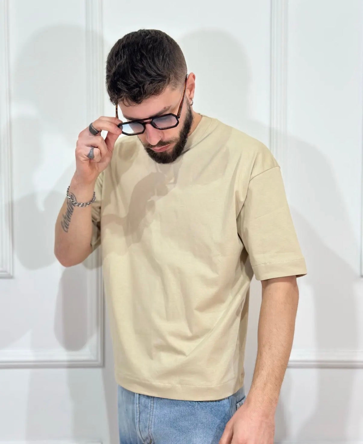 T-shirt beige uomo