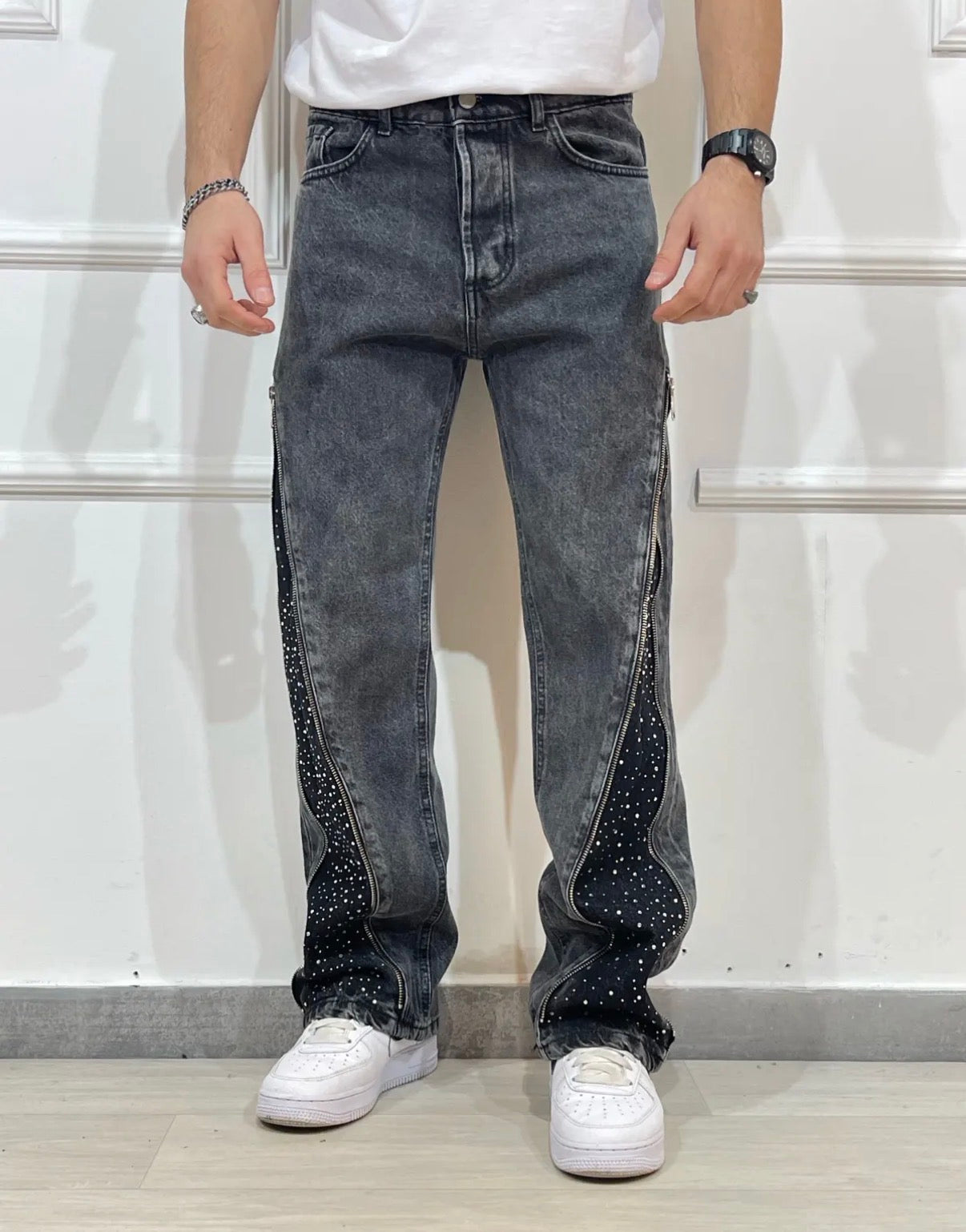 Jeans grey diamond
