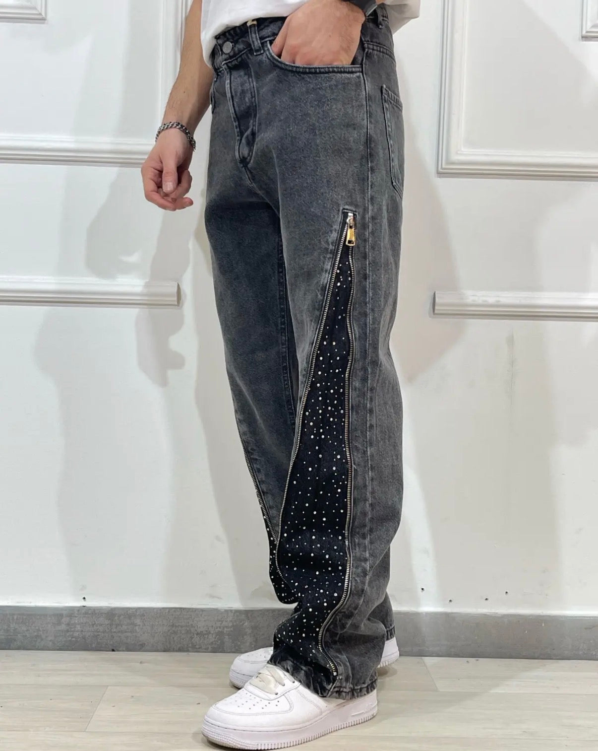 Jeans grey diamond