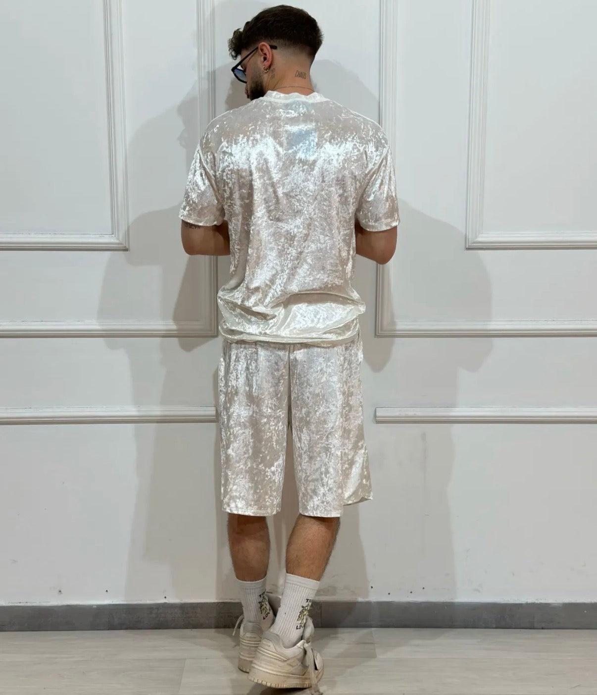 Coordinato velluto bianco uomo