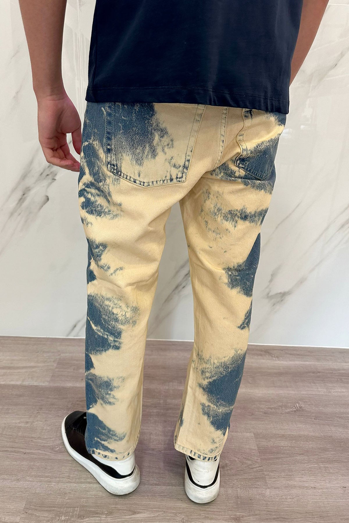 Jeans beige/denim effetto tie-dye