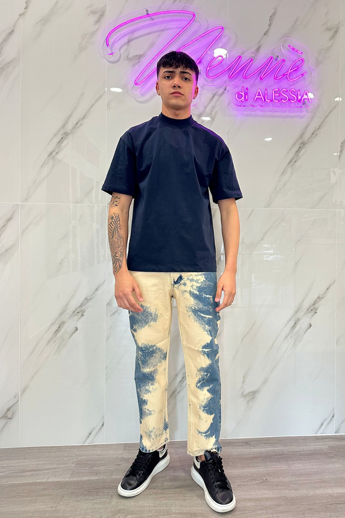 Jeans beige/denim effetto tie-dye